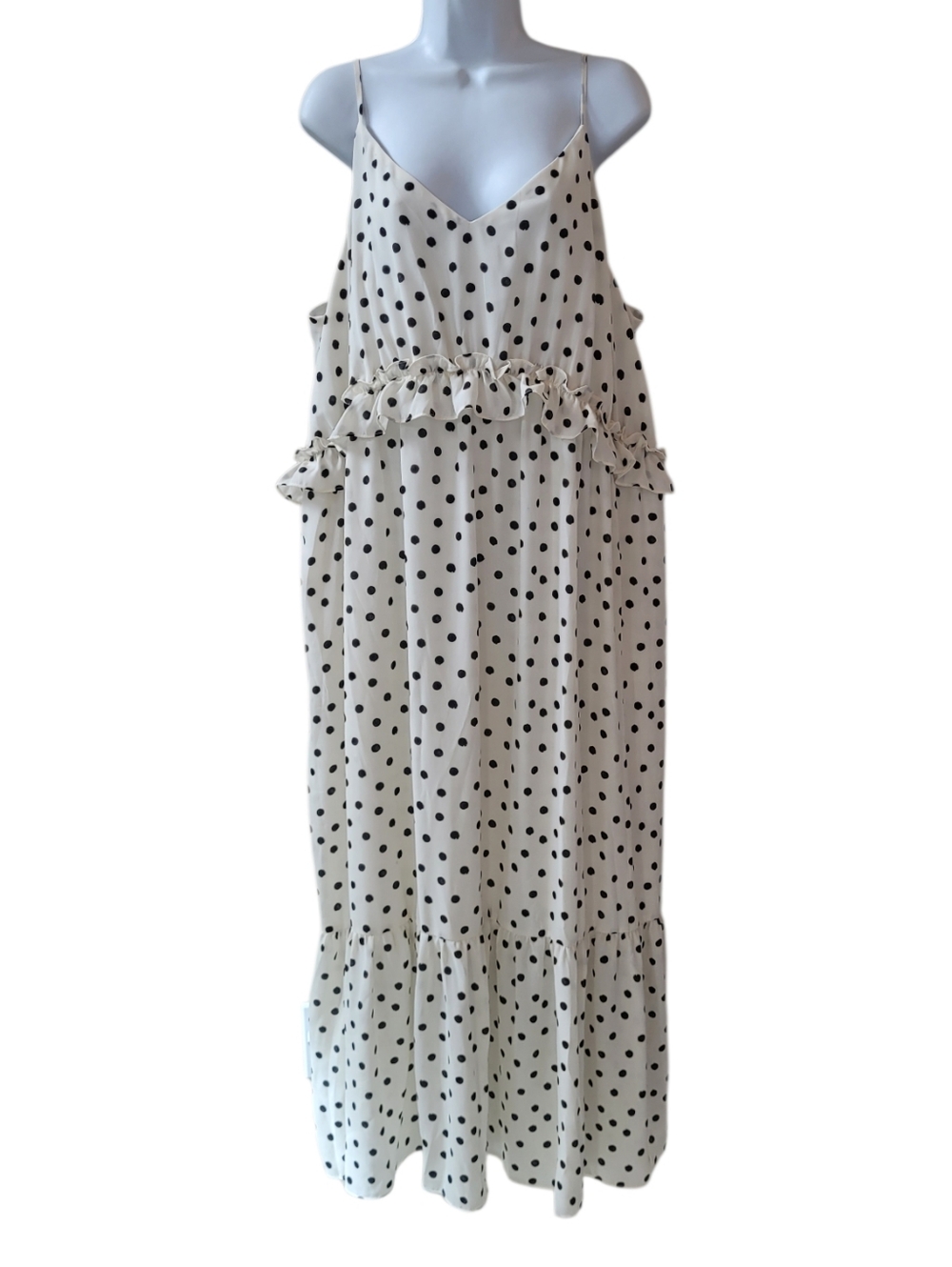 A NEW DAY Polka Dot Tiered Midi A-Line Dress Size XXL